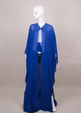 New Royal Blue Silk Draped Tassel Cape