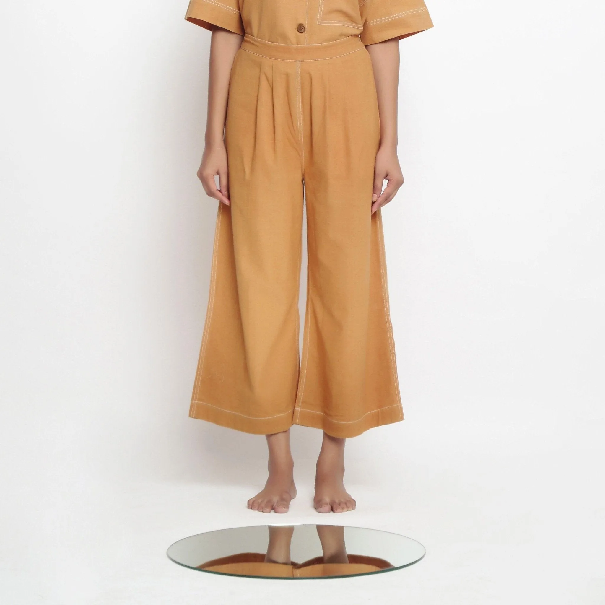 Orange 100% Cotton Elasticated Wide Legged Pant