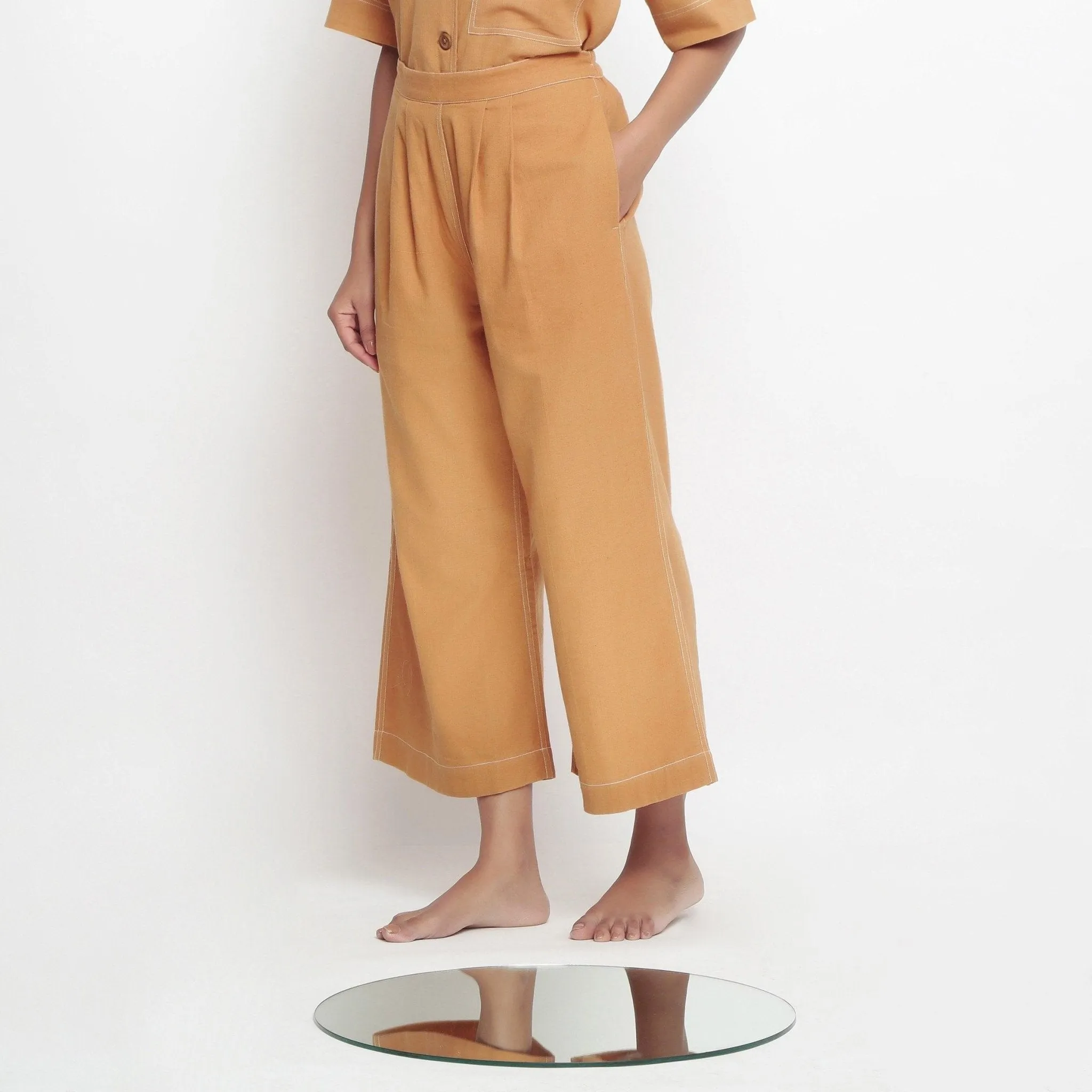 Orange 100% Cotton Elasticated Wide Legged Pant