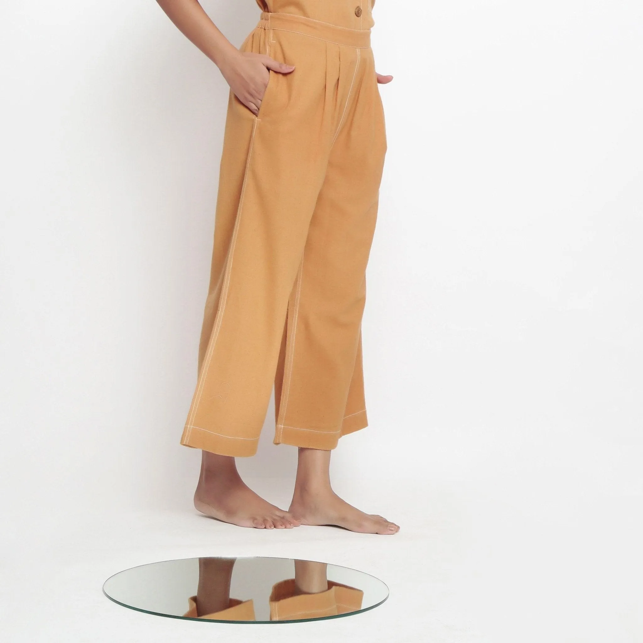 Orange 100% Cotton Elasticated Wide Legged Pant