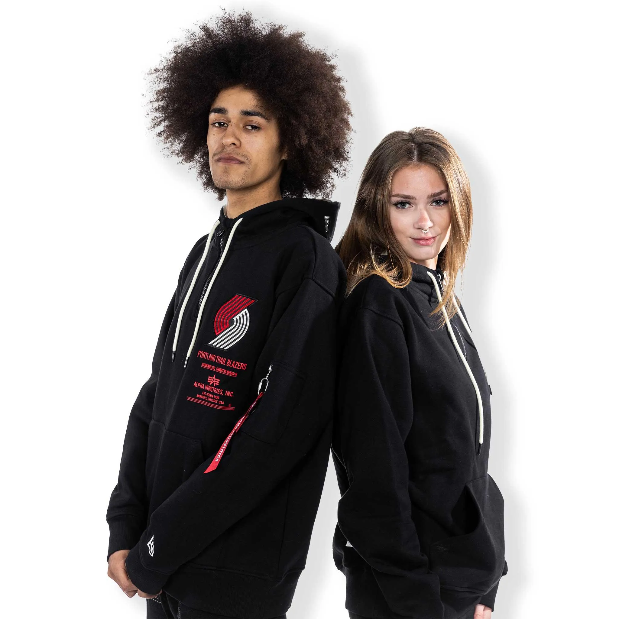 Portland Trail Blazers Alpha Industries X New Era Pinwheel Hoodie