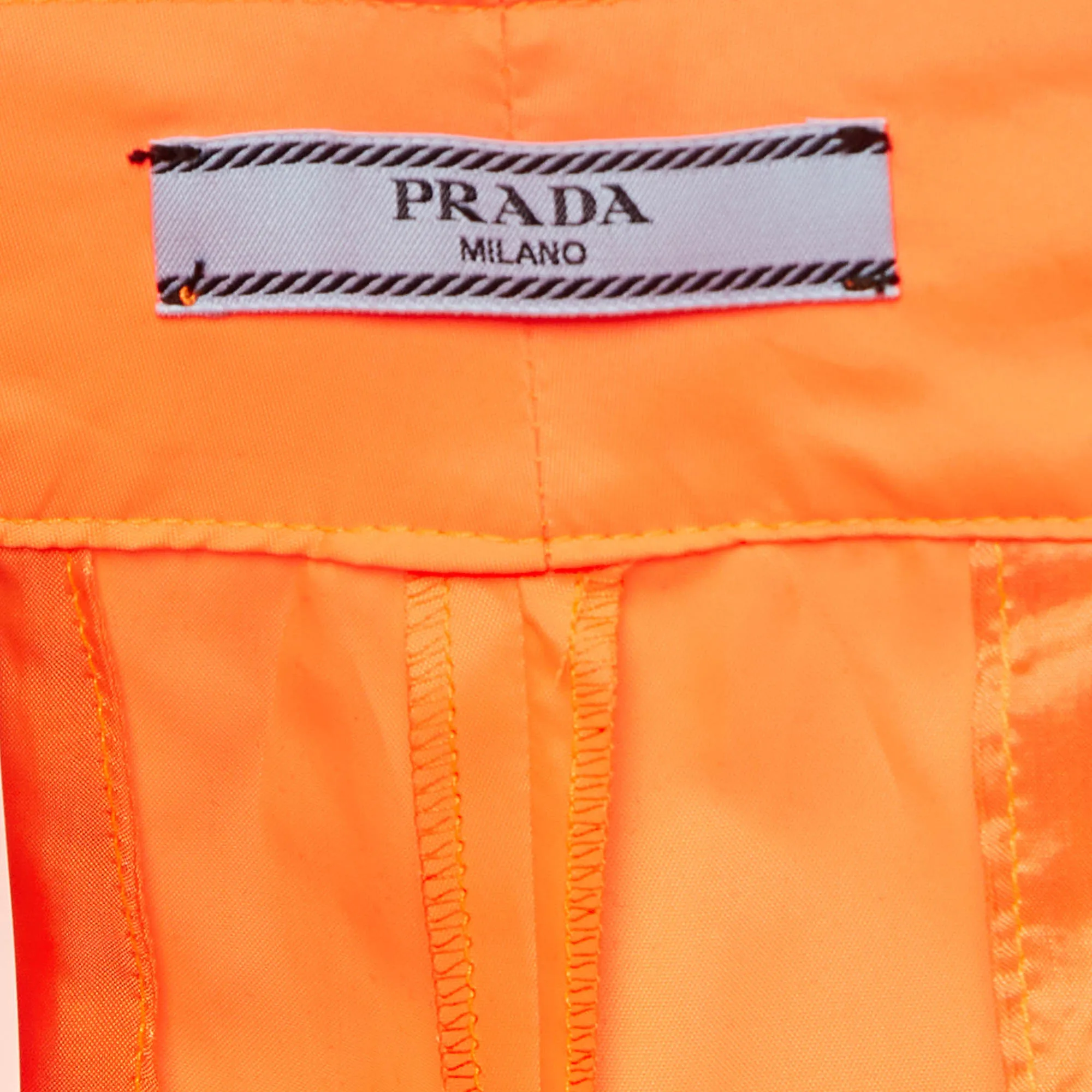 Prada Florescent Orange Synthetic Loose Fit Pants