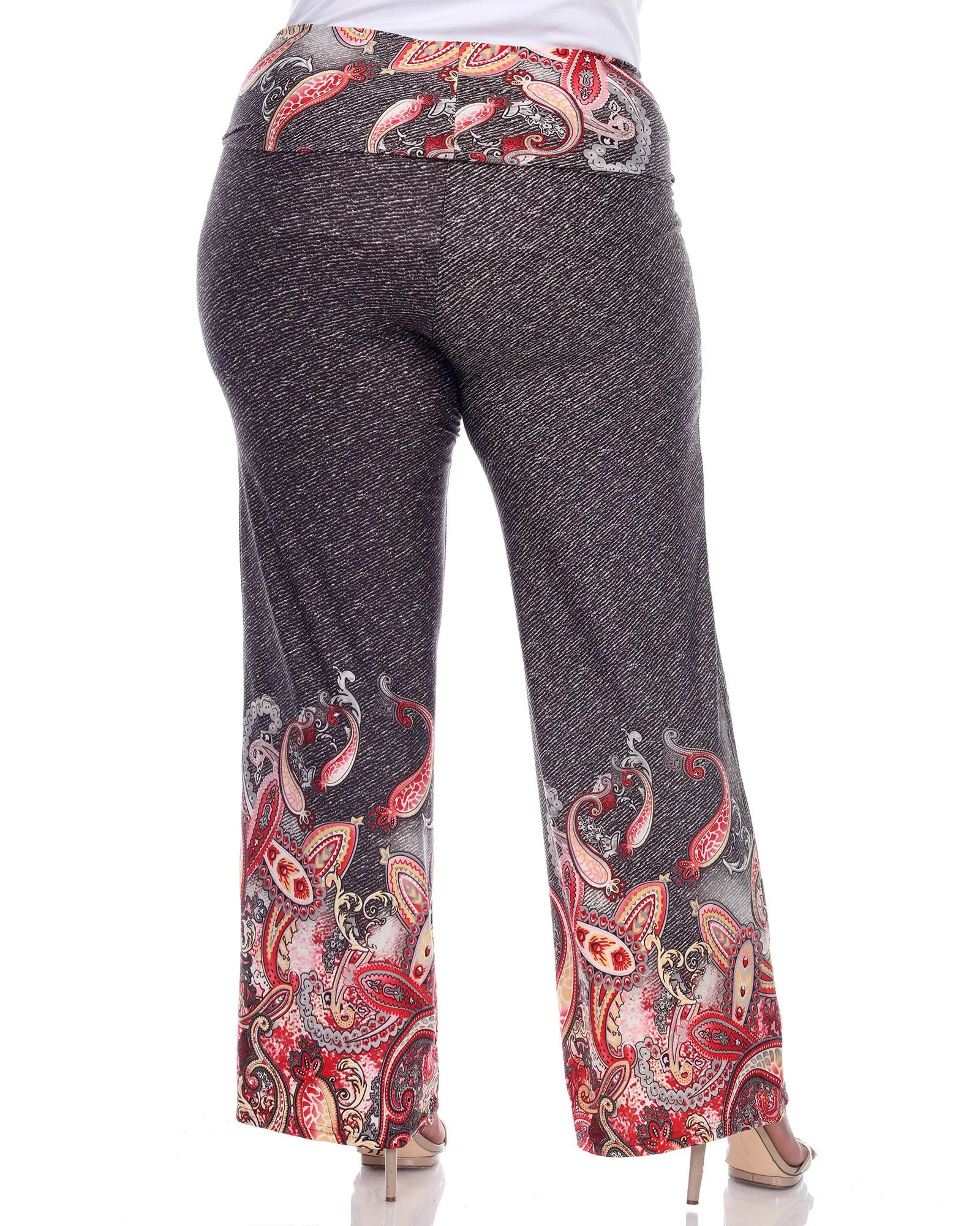 Printed  Palazzo Pants | Red Grey