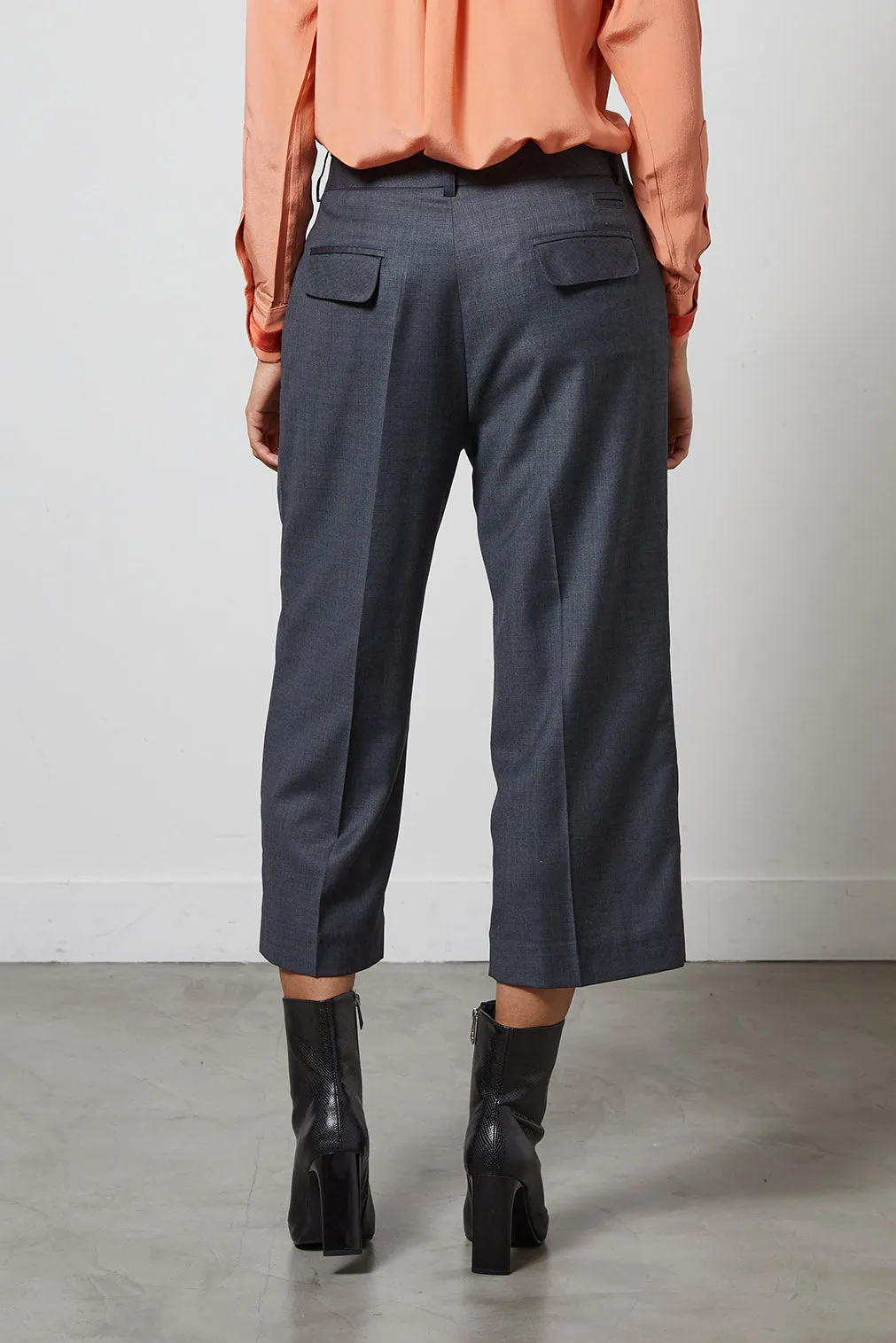 SOHO grey - wool microfiber short tailored pant