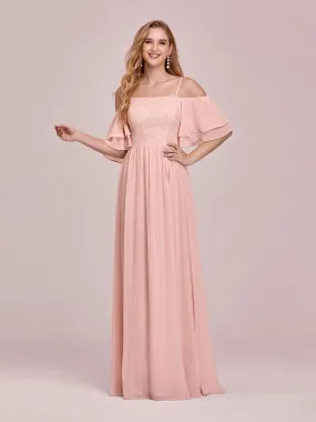 Sweet Off Shoulders Chiffon Bridesmaid Dresses with Lace Decoration