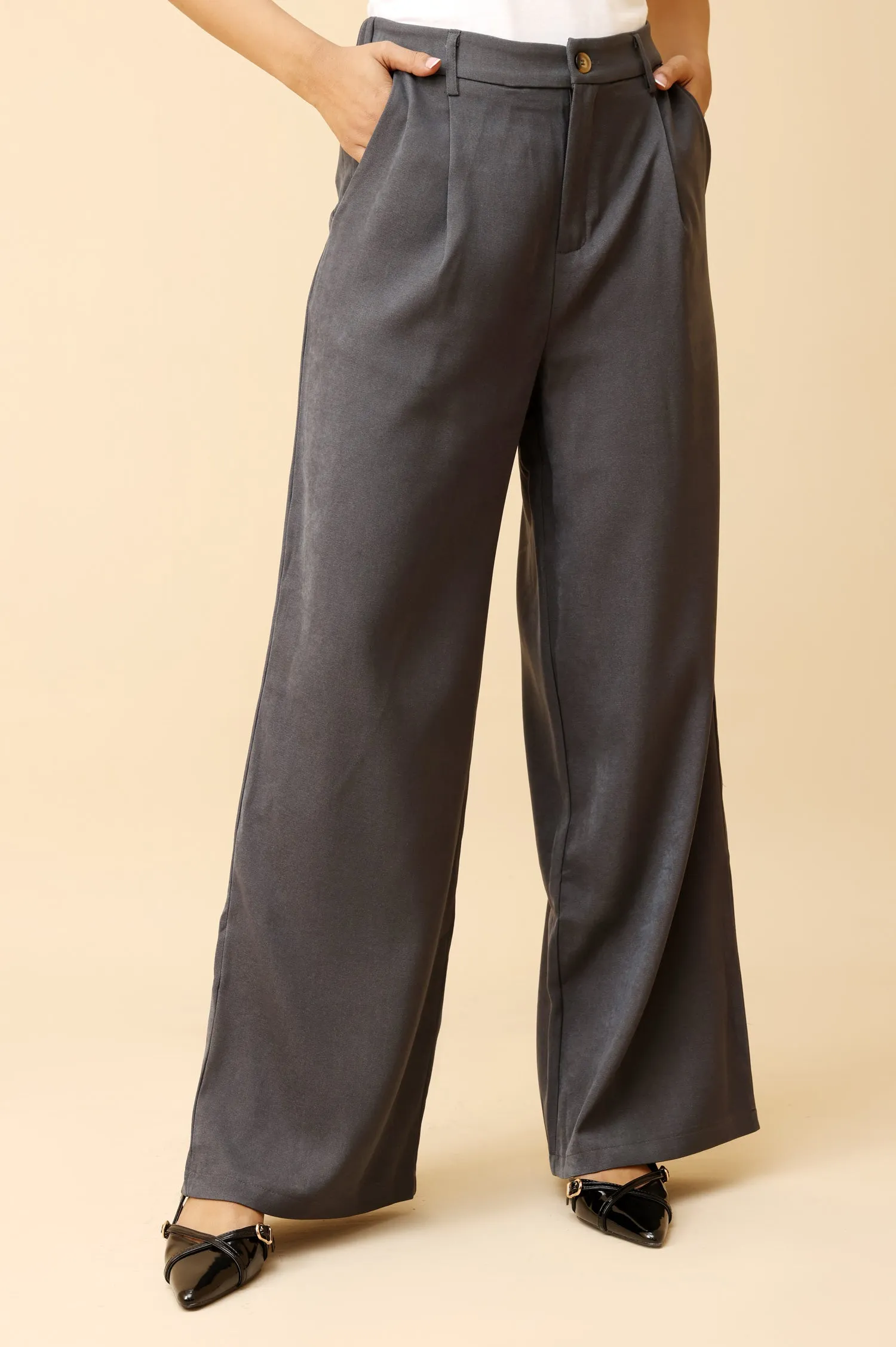 TAILORED RELAXED FIT PANTS-GREY