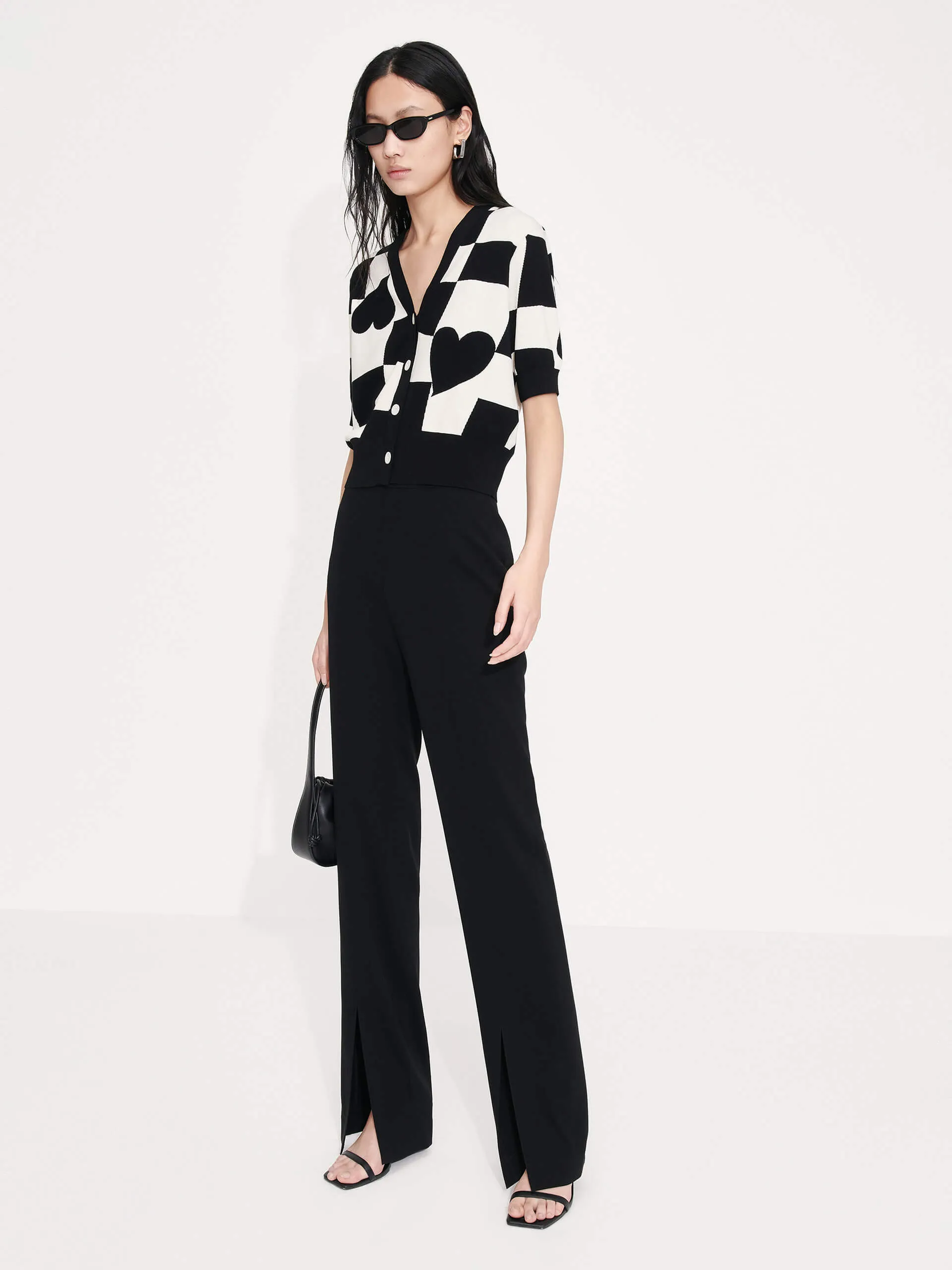 Tailored Straight Slit Pants