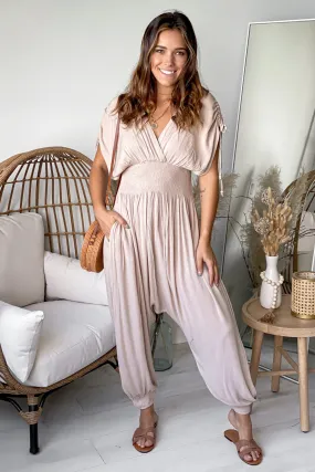 Taupe Baggie Style Jumpsuit