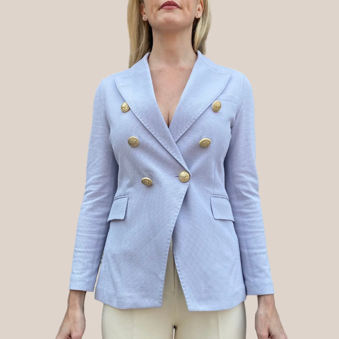 Textured Double Breasted Blazer - Light Purple