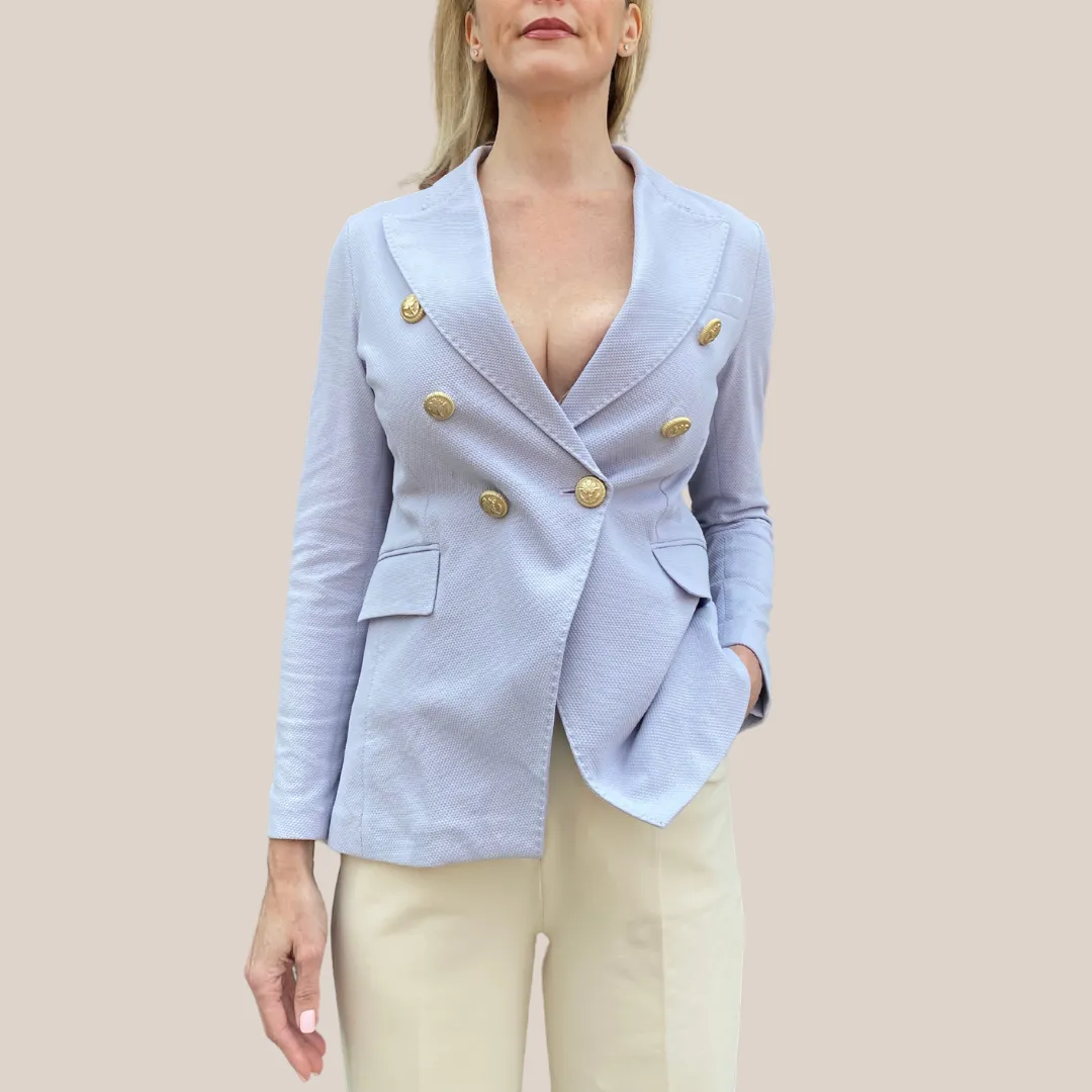 Textured Double Breasted Blazer - Light Purple