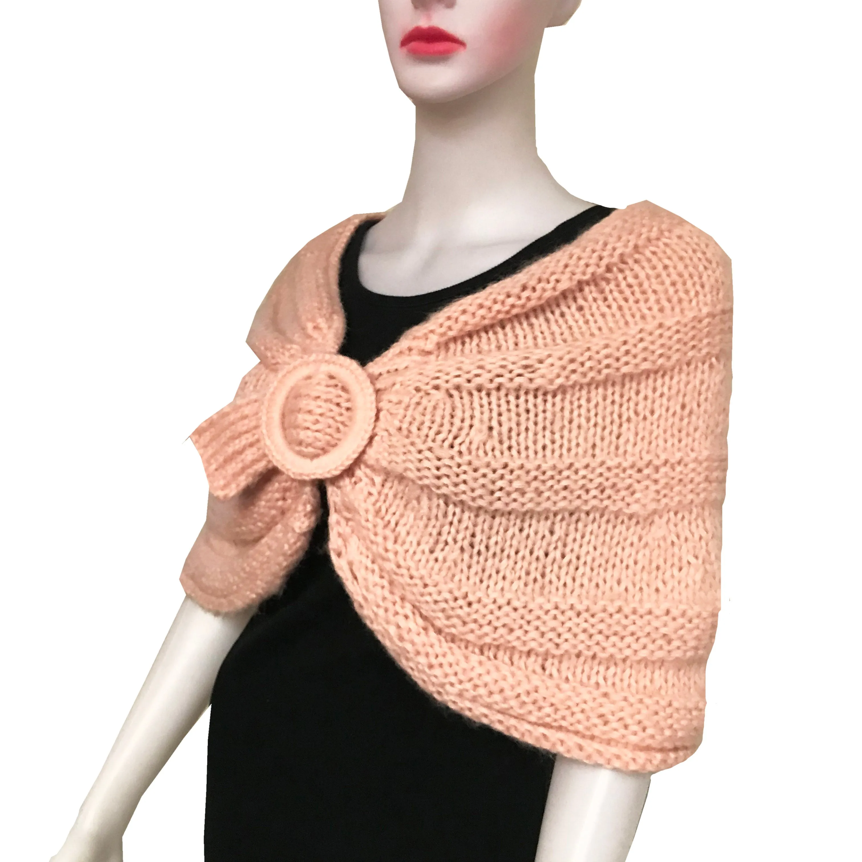 Vintage 1950s Hand-Crocheted Pink Shrug