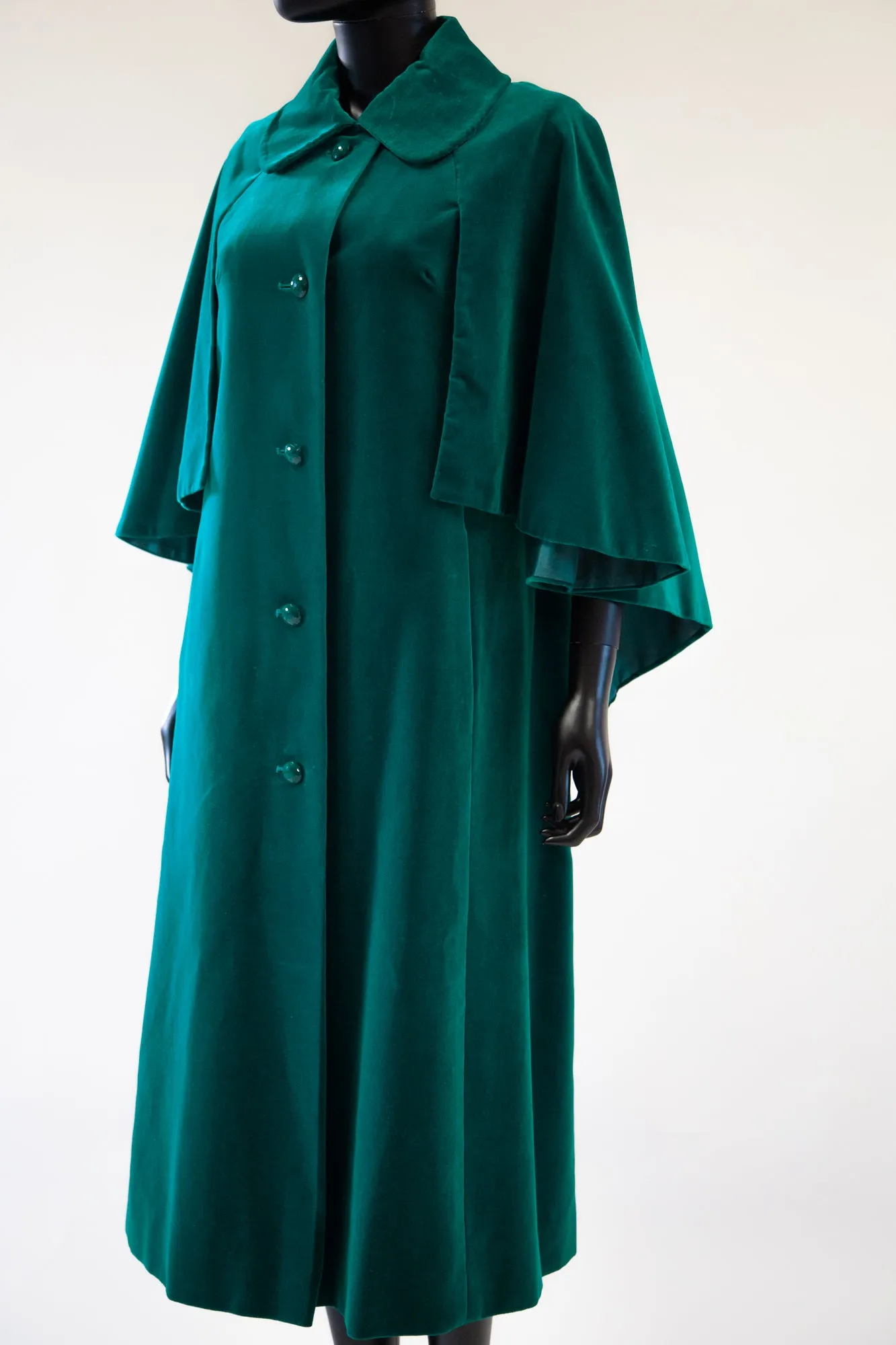 Vintage 1970s Green Velvet Cape Coat