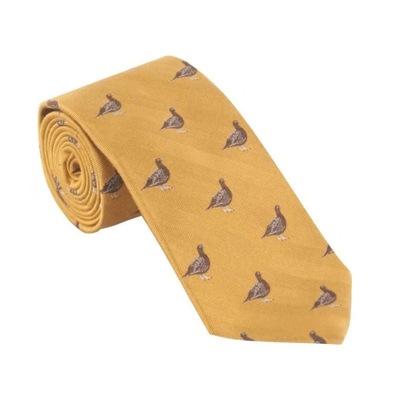 William Powell Luxury Woven Wool & Silk Grouse Tie - Gold