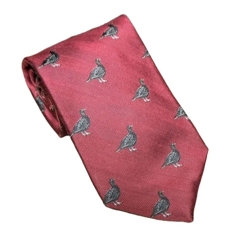 William Powell Luxury Woven Wool & Silk Grouse Tie - Red